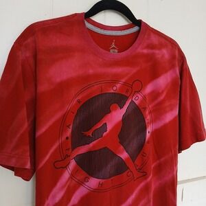Air Jordan Flight Club Jumpman Short Sleeve T-Shirt Red Men's XL Bleach Dyed SS